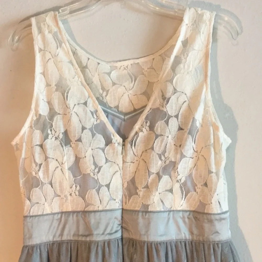 Nwt Tiered Tulle Lace Dress A-line Eyelet Anthropologie Midi Sleeveless Dress - Picture 8 of 10